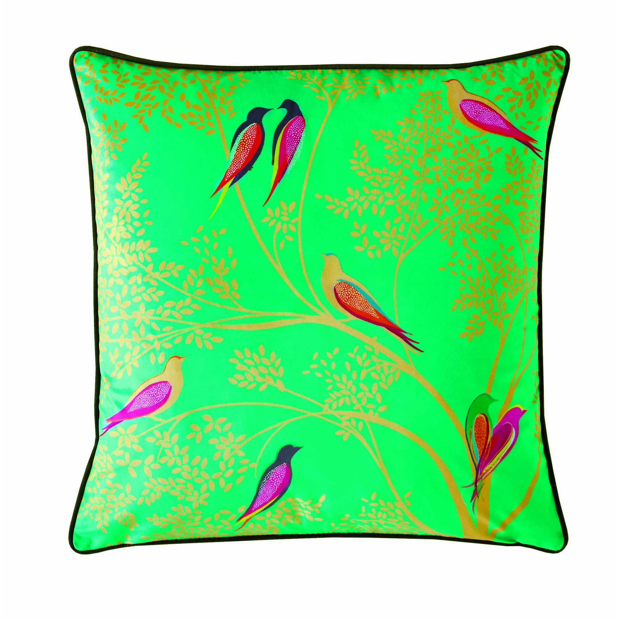 Green Birds Cushion By Sara Miller